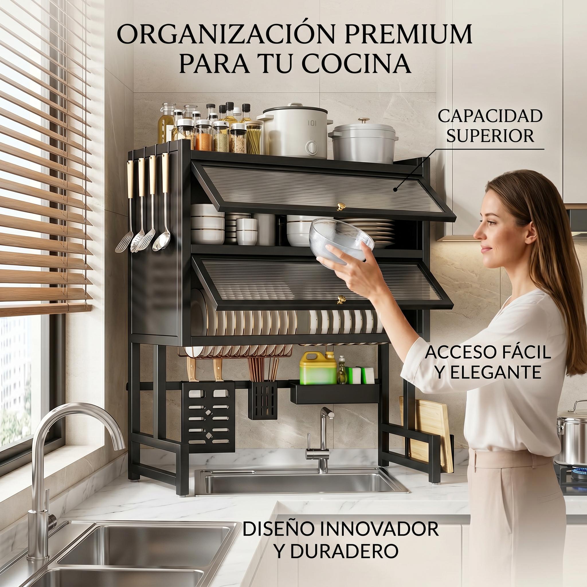 escurridor de platos de cocina con   gabinete, organizador zebbris