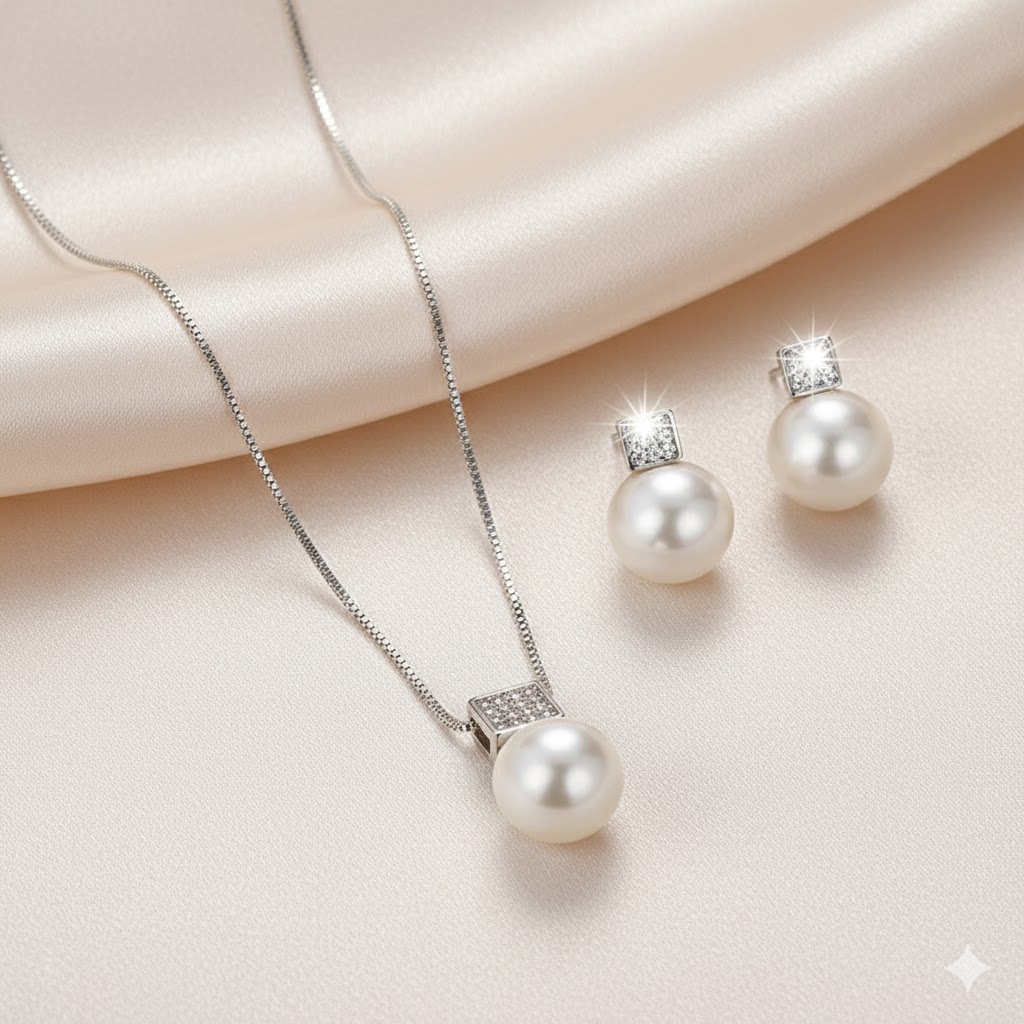 Beautiful Pendant Necklace and Earrings Set, Elegant Gift