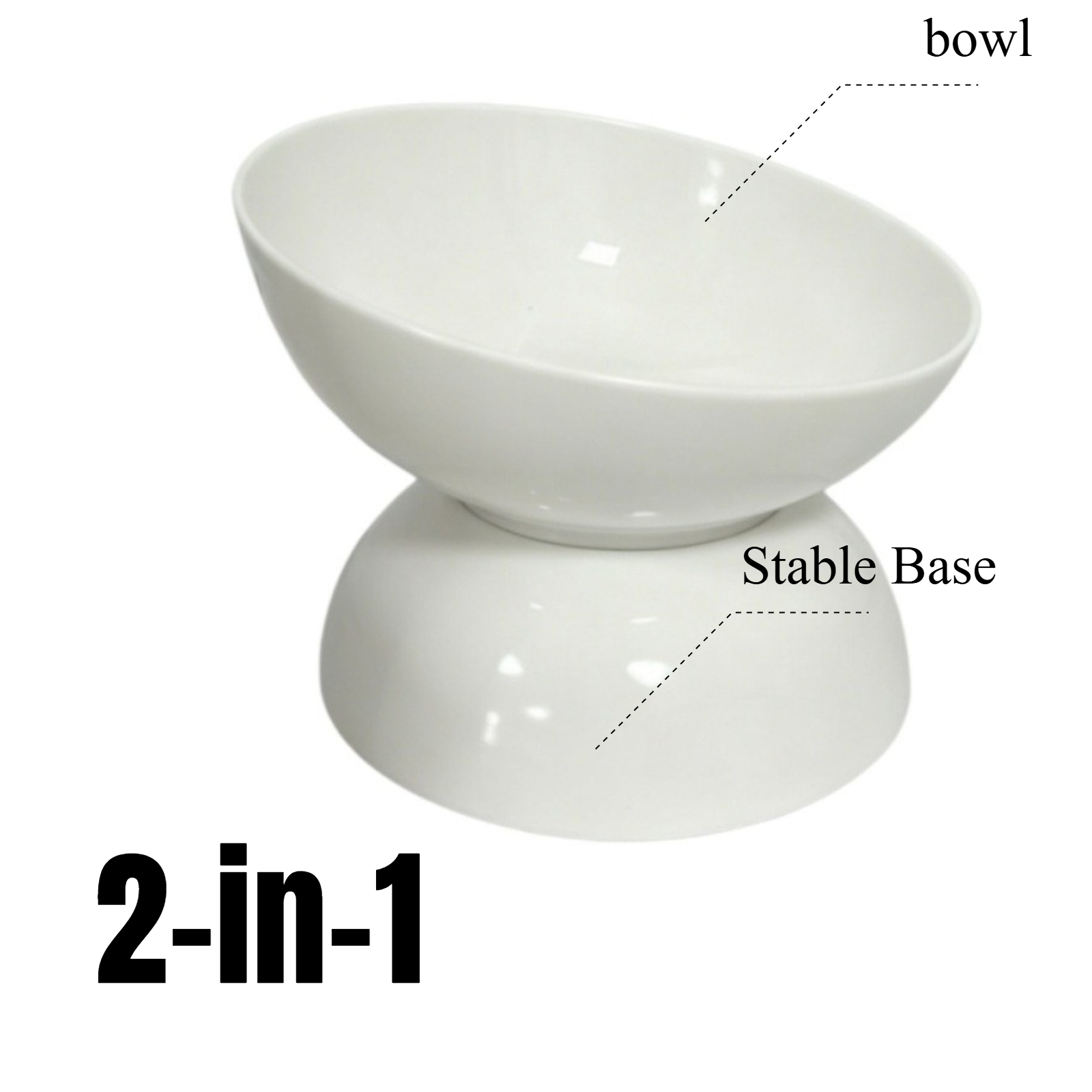TEMU Distributeur de nourriture blanc pour chat et chien - Gamelle surélevée à angle de 15° avec une inclinaison conçue scientifiquement pour une