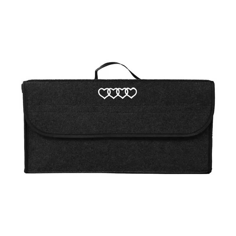 Image of White Heart-shaped Style Multifunctional Car Trunk Storage Box - Durable Foldable Felt Storage Box, Off-road Camping Home Organizing Storage Box, Suitable For Most Car Models