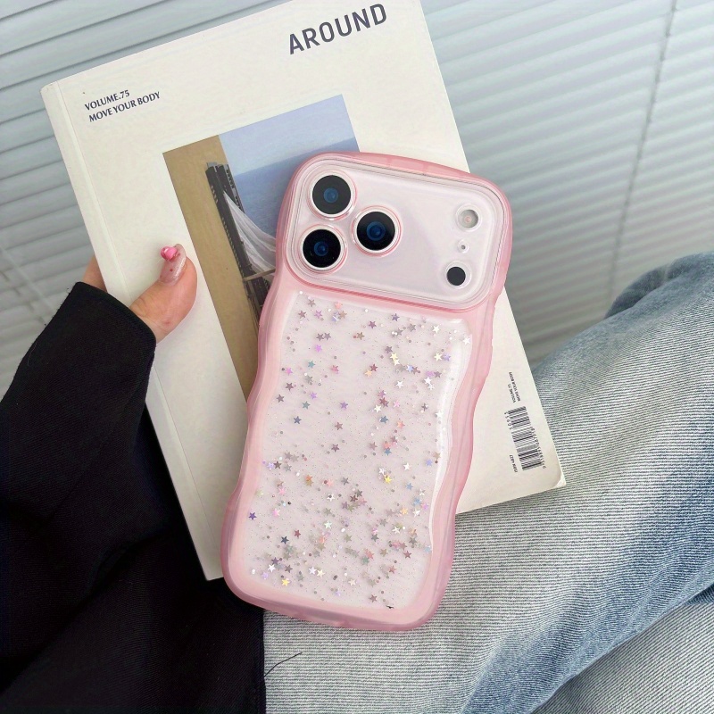 TEMU Phone Case - Slightly Translucent Wave Epoxy Case Suitable For Iphone 17promax/17pro Phone Case Anti-fall Tpu Soft Shell Shiny 17pro/17/17air