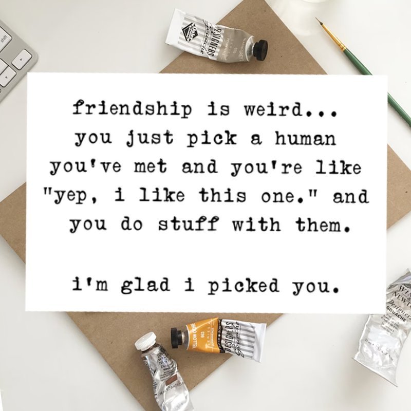 Image of 1pc Humorous Friendship Card With Envelope - "i'm Glad I You" Message, Perfect For , Coworkers - Unique Snarky Gift For , Ideal For Christmas, Birthdays & , Mixed Colors, Paper, Friendship Gift