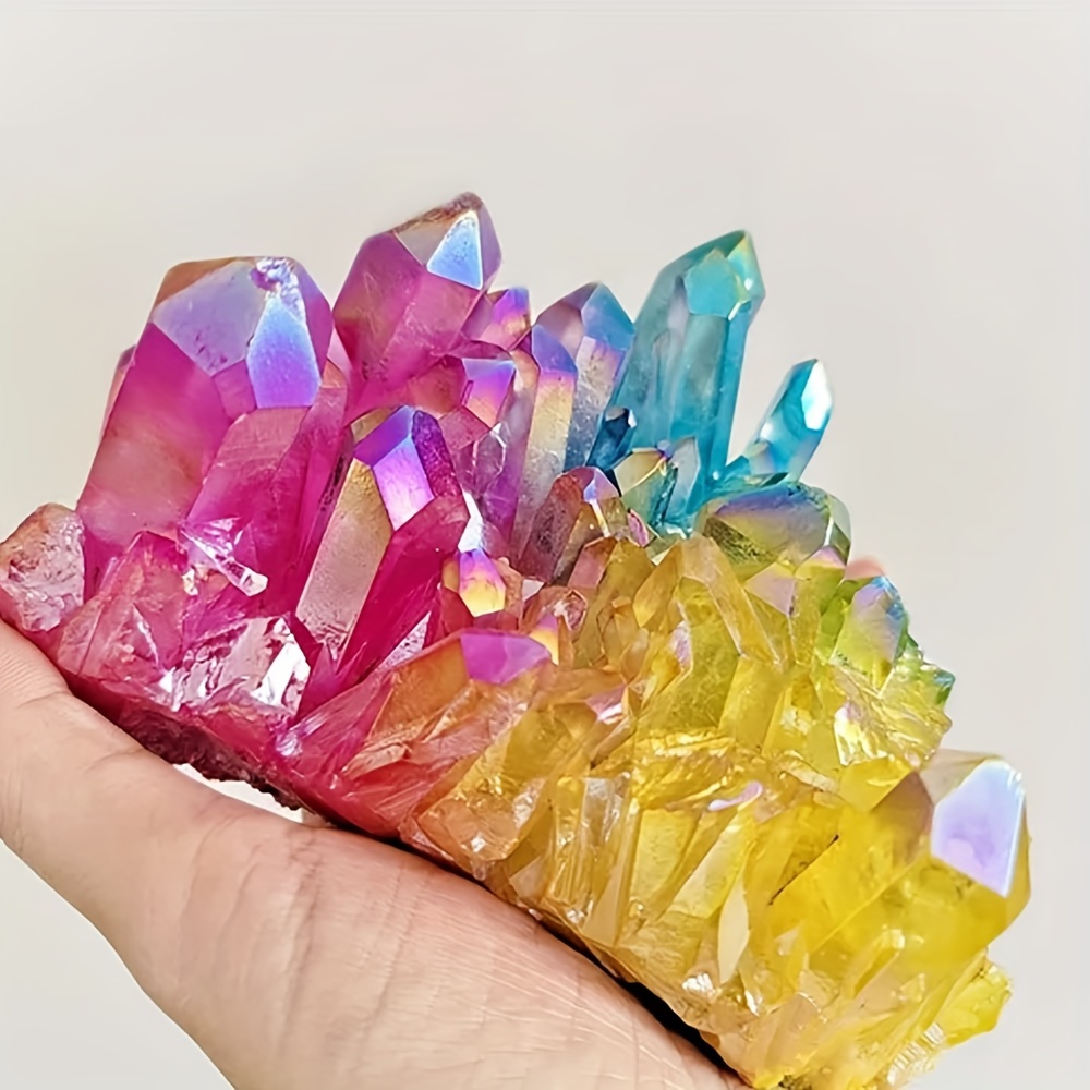 Image of A Cluster Of Rainbow Quartz Crystals, Perfect For Projects And Unique Mineral Collections, Makes An Gift For Valentine's Day And Other Holidays, Ideal For Holiday Gifting
