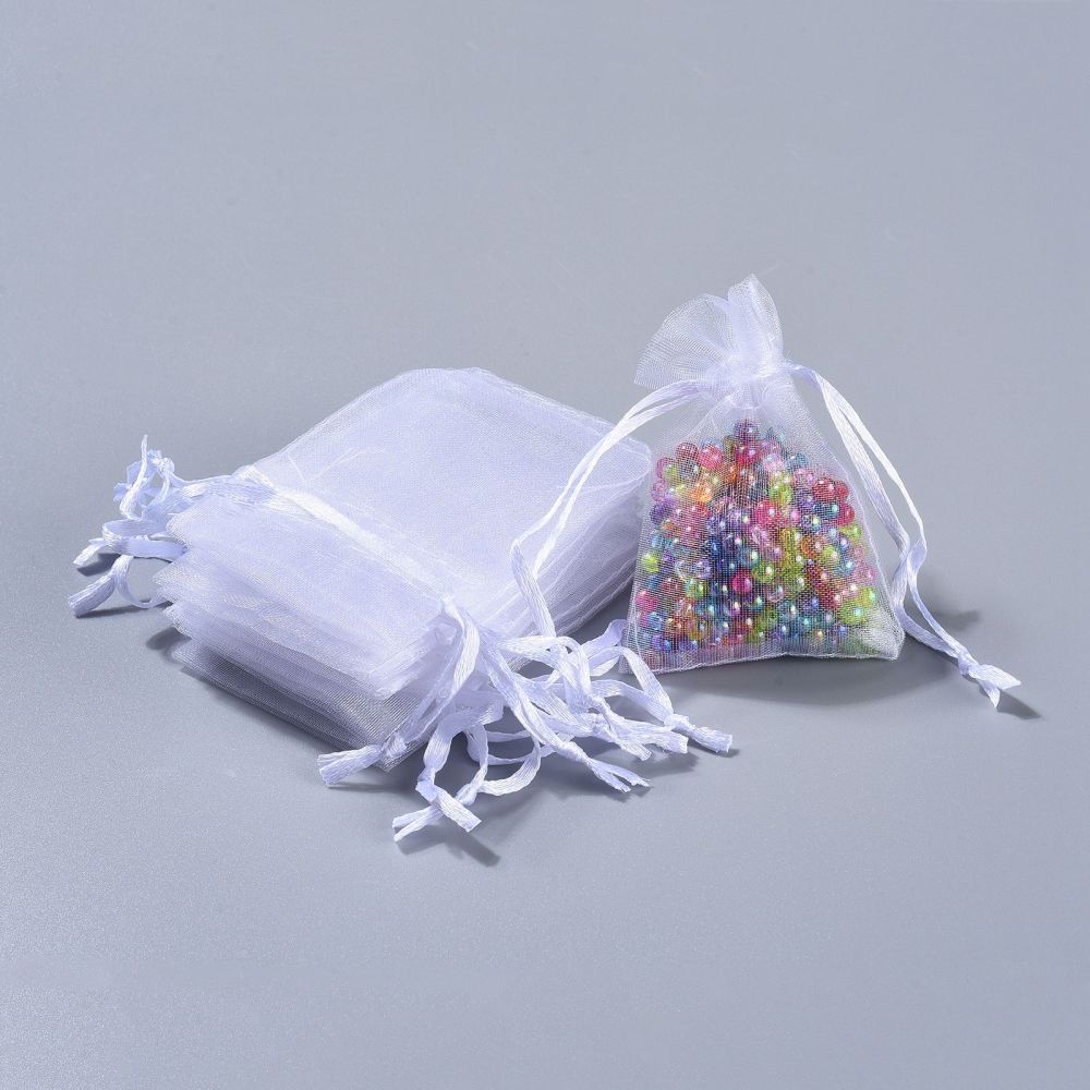 10pcs Sheer Organza Gift Bags With Wide Opening - Handmade-style Pouches Suitable For , Trinkets, Weddings, Showers, Parties - 10pcs Bulk Pack