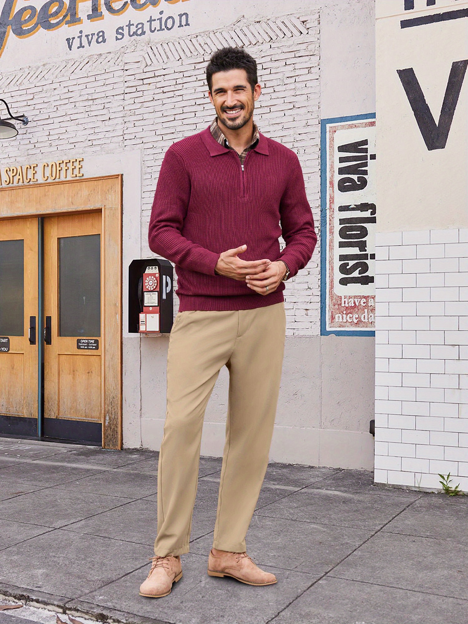 mens chino pants relaxed fit elastic waist basic flat front