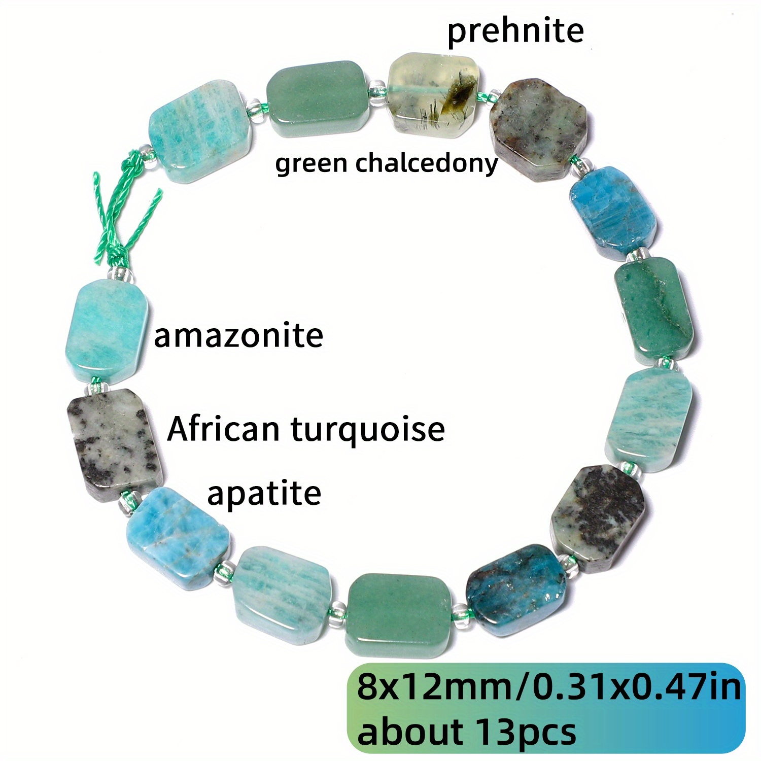 TTUIJI Naravni Afriški /Amazonit Kamnite Perle - 8x12mm Pravokotne Geometrijske - Dragulji, Prave Mineralne Perle za Izdelavo Nakita, Okras za