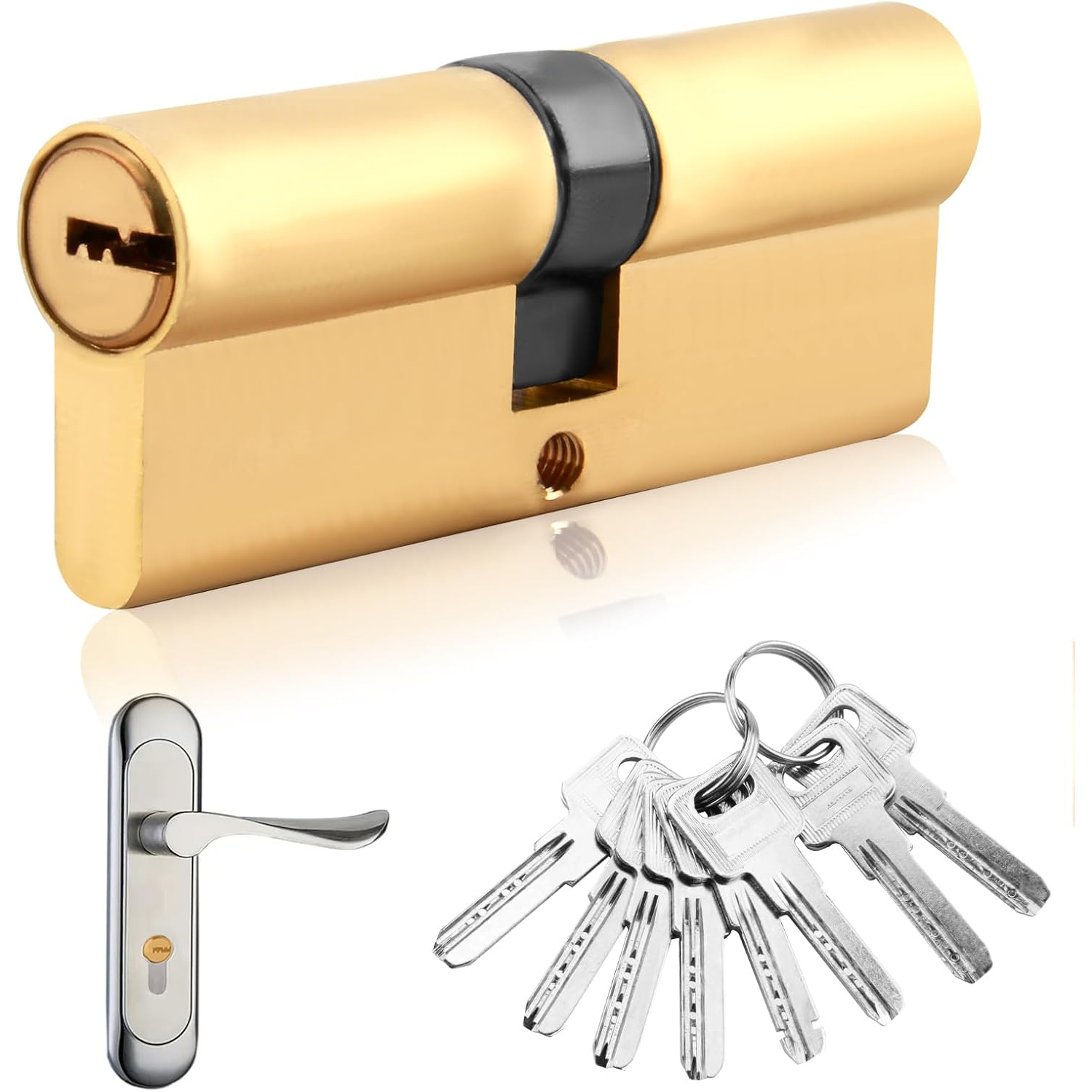 80mm(40/40) Thumb Turn Euro Cylinder Lock, High-security Door Lock With 8 Keys, Anti-drill Anti-pick Features, Solid Brass Upvc Wooden Patio And Composite