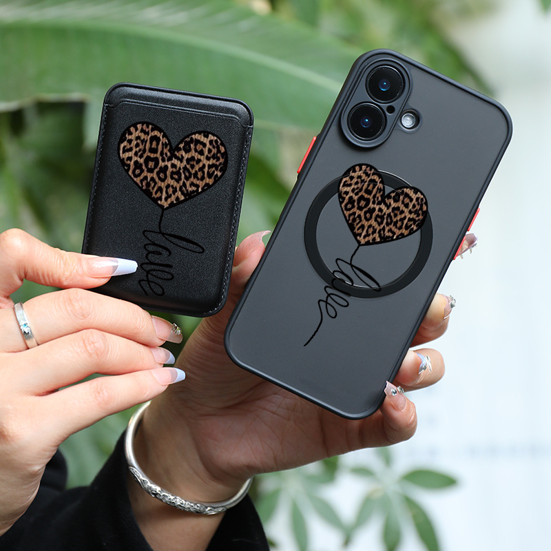 TEMU Phone Case - 2pcs 1 Set&fashionable Luxury All Inclusive Shockproof Brown Heart Pattern For Iphone 15 14 13 12 11 Pro 8 Pus Magnetic Phone