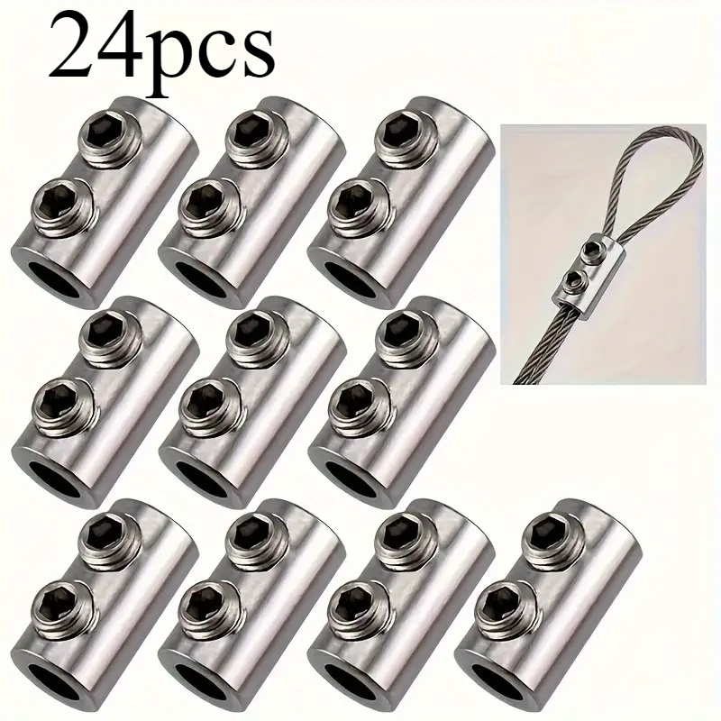 24pcs Of Wire Rope Self-locking  , Adjustable Wire Rope, Double-hole Fastening, Retractable, Used for Home Decoration Locks,   for Batteries, Wire Holder Clips, Wire Clips for Car, Cable Tie Alternative, Wire Management Solution, Wire Rope Clip, Retractable Cable Clip, Minimalist Fastener Design, Industrial Hardware Aesthetic, Metal Construction, Durable Hardware, Car Owners, DIY En