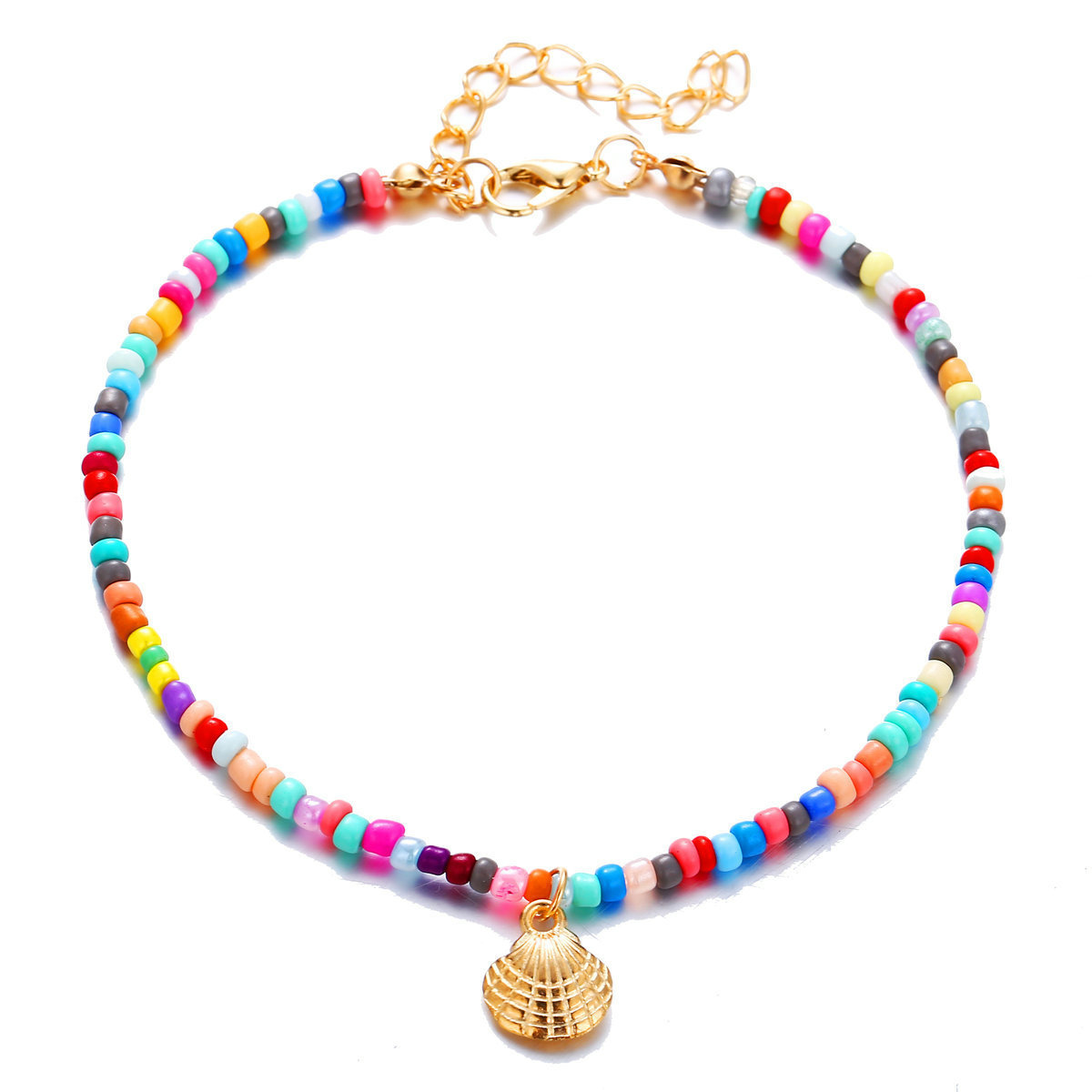 TEMU 1pc Boho Colorful Beaded Anklet | Kc Golden Plated Alloy, Elegant And Vintage, Ideal For Daily And Party Occasions