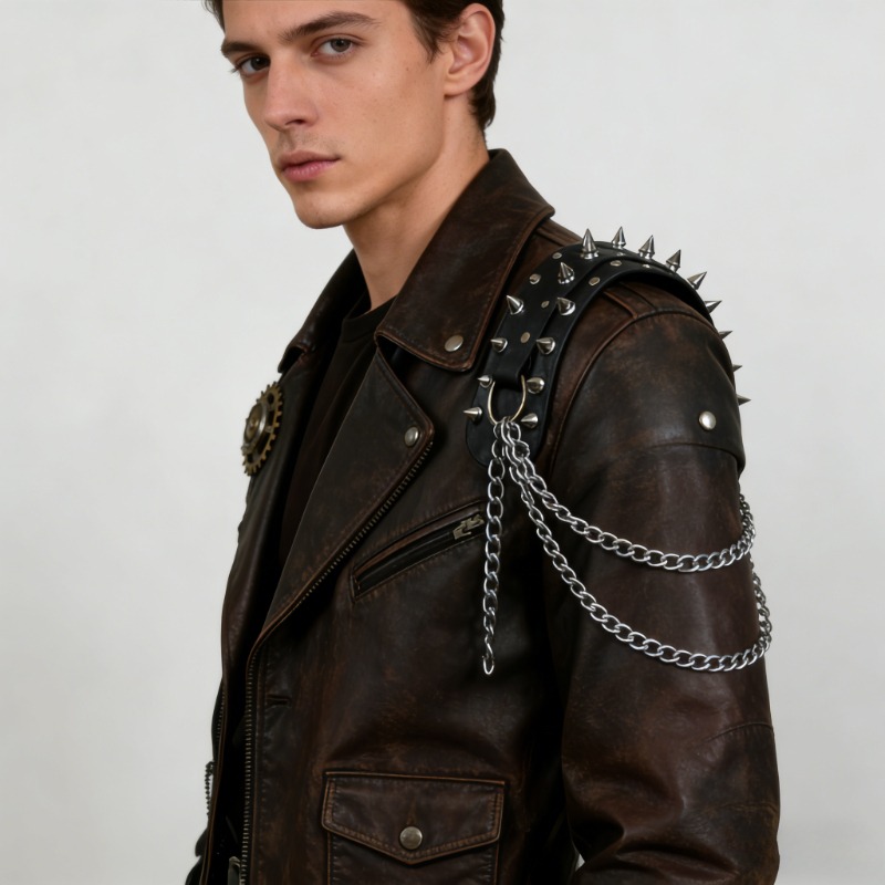 TEMU 1pc Shoulder Epaulette Shoulder Guard, Unisex Pu Shield Studded Epaulette Jewelry For Holiday Party Costume