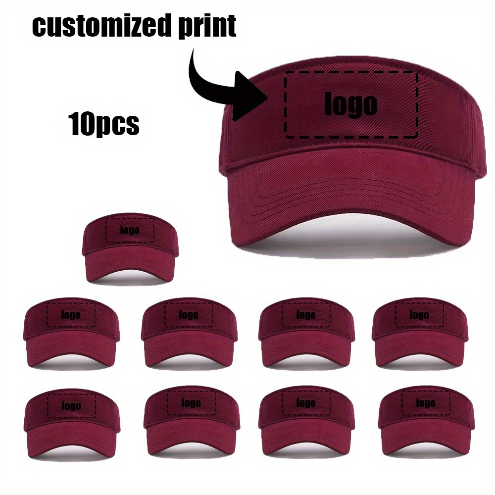 10pcs Custom Printed Unbrimmed Beach Hats