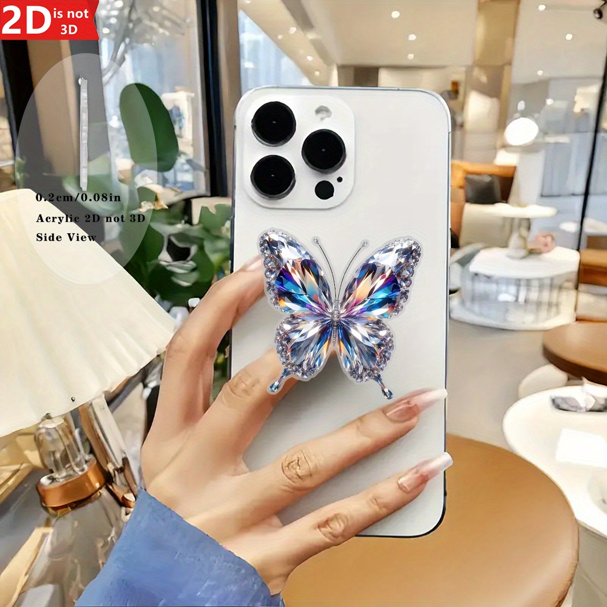 TEMU 2d Flat Stylish Cute Acrylic Retractable Mobile Phone Holder, Mobile Phone Holder, 2d Flat