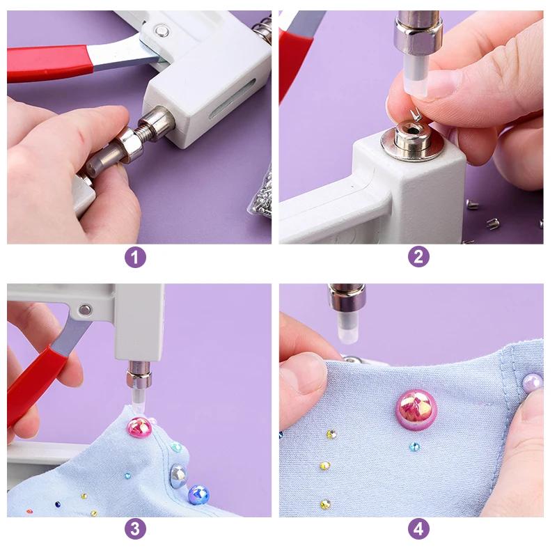 portable   setter kit with 1000pcs prong studs and 10 15 grid pearl   box diy tool set for wedding dresses hats crafts perfect for christmas easter valentines mothers day