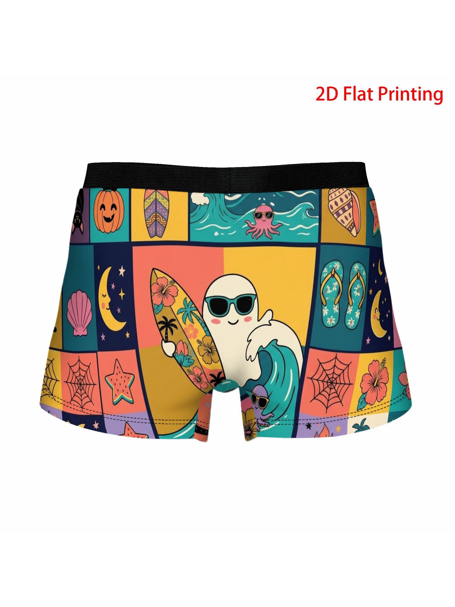 printed design not textured 1  halloween retro   surf art underpants homme panties for man underwear comfortable shorts boxer briefs