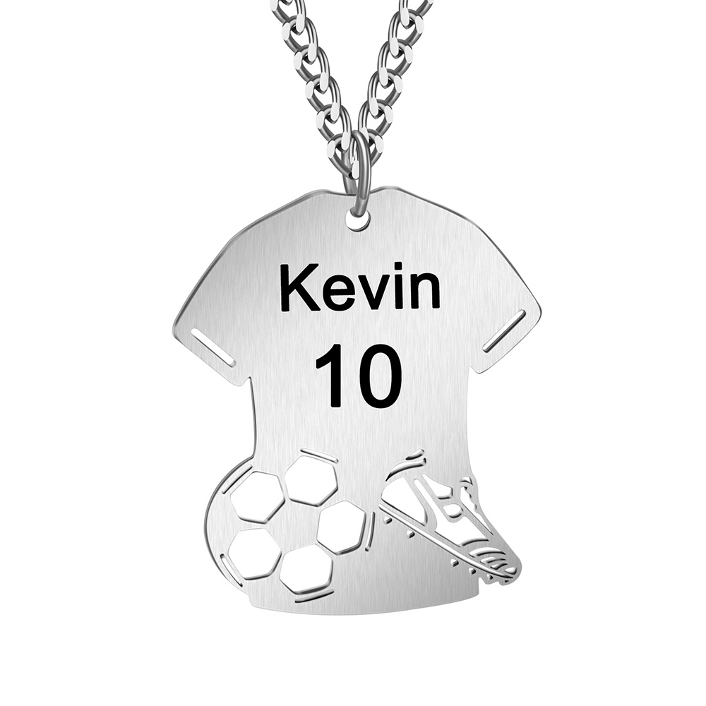 TEMU 1pc Custom Soccer Jersey Charm Necklace - Personalized Football Number & Name, Silvery Pendant Jewelry For Men/women/sports Fans, Team Spirit