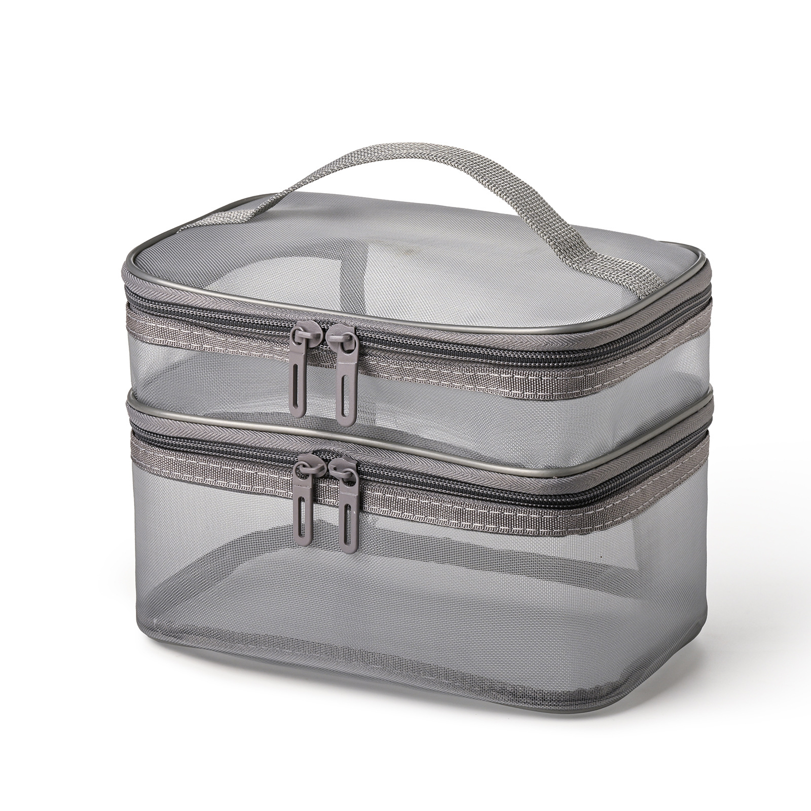 TEMU Ldq Large-capacity Transparent Toiletry & Cosmetic Organizer Bag - Double-layer Travel Storage With Zipper Closure, Suitable For Carry-on
