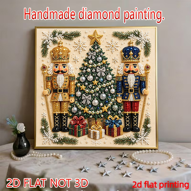 TEMU Christmas-themed Nutcracker Christmas Diamond Painting Kit, A Full Set Of Point Diamond Material Packs, Flat High Definition Printing, Including