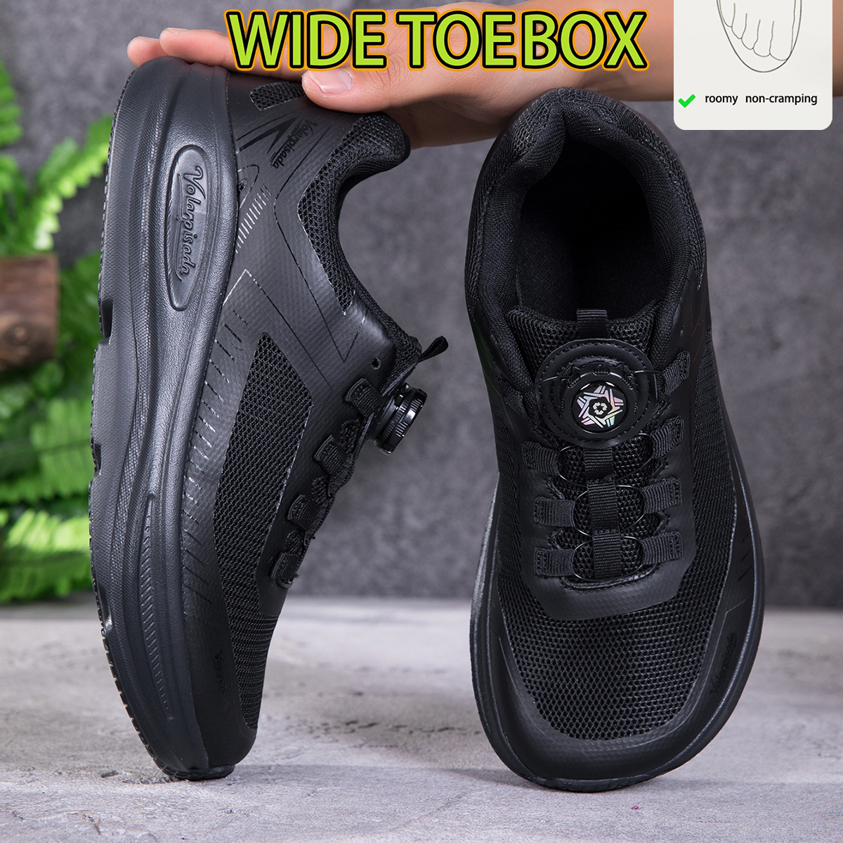TEMU Women's Wide Toe Box Running Sneakers With Adjustable Rotary Closure & Thick Cushioned Sole - Breathable Lightweight Wind-resistant Suitable For