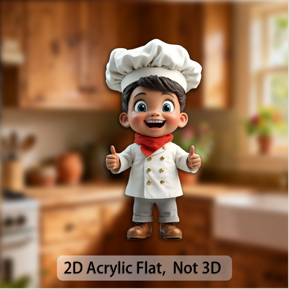 TEMU 2DFLAT, 1 Imán de Chef - Ilustración de un Chef Masculino , Decoración Acrílica, Adecuado para Decoración, Imanes de Refrigerador, Regalos y
