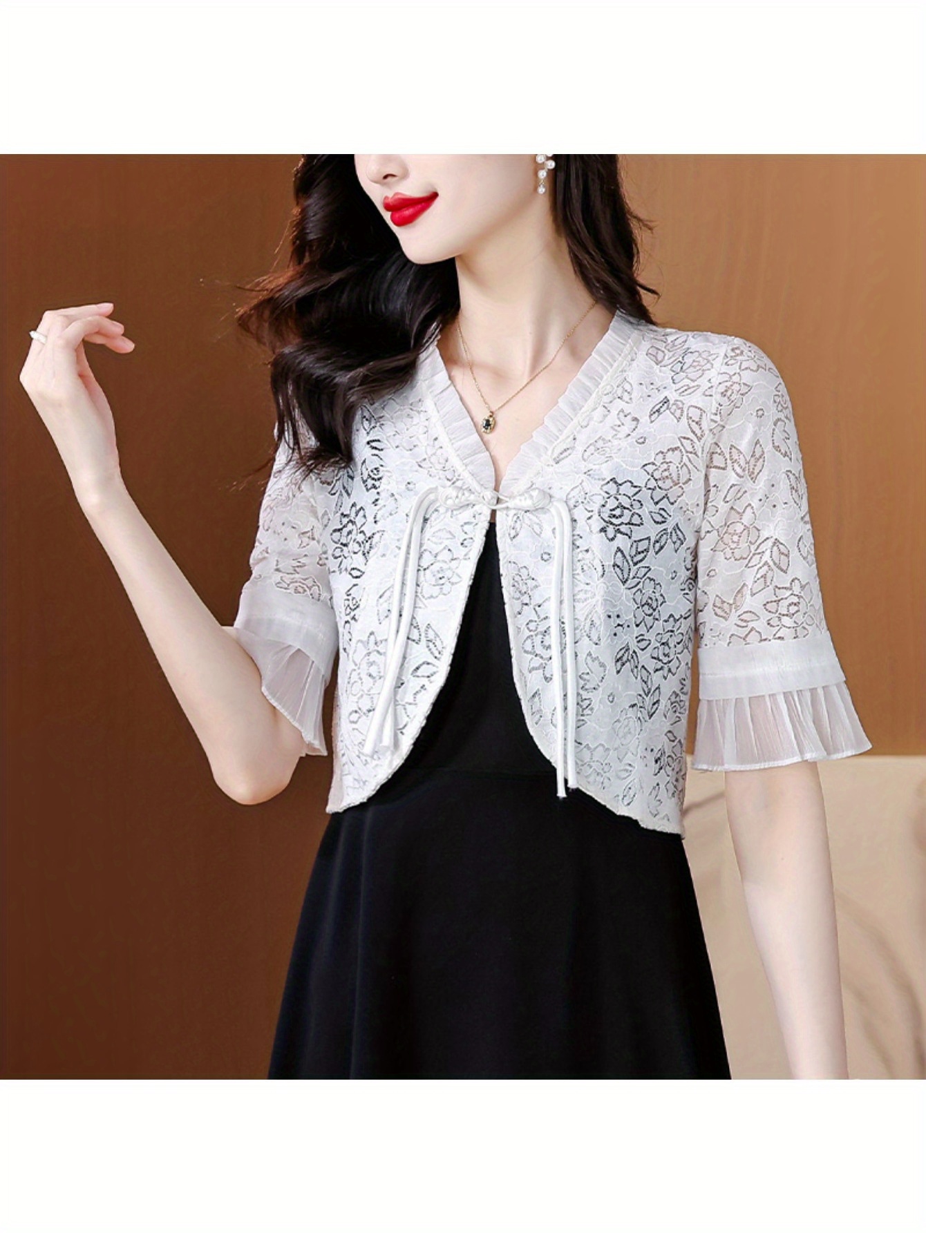 Kleid Spitzenjacke Kurzarm Spitzenjacke In Kurzer Form Temu