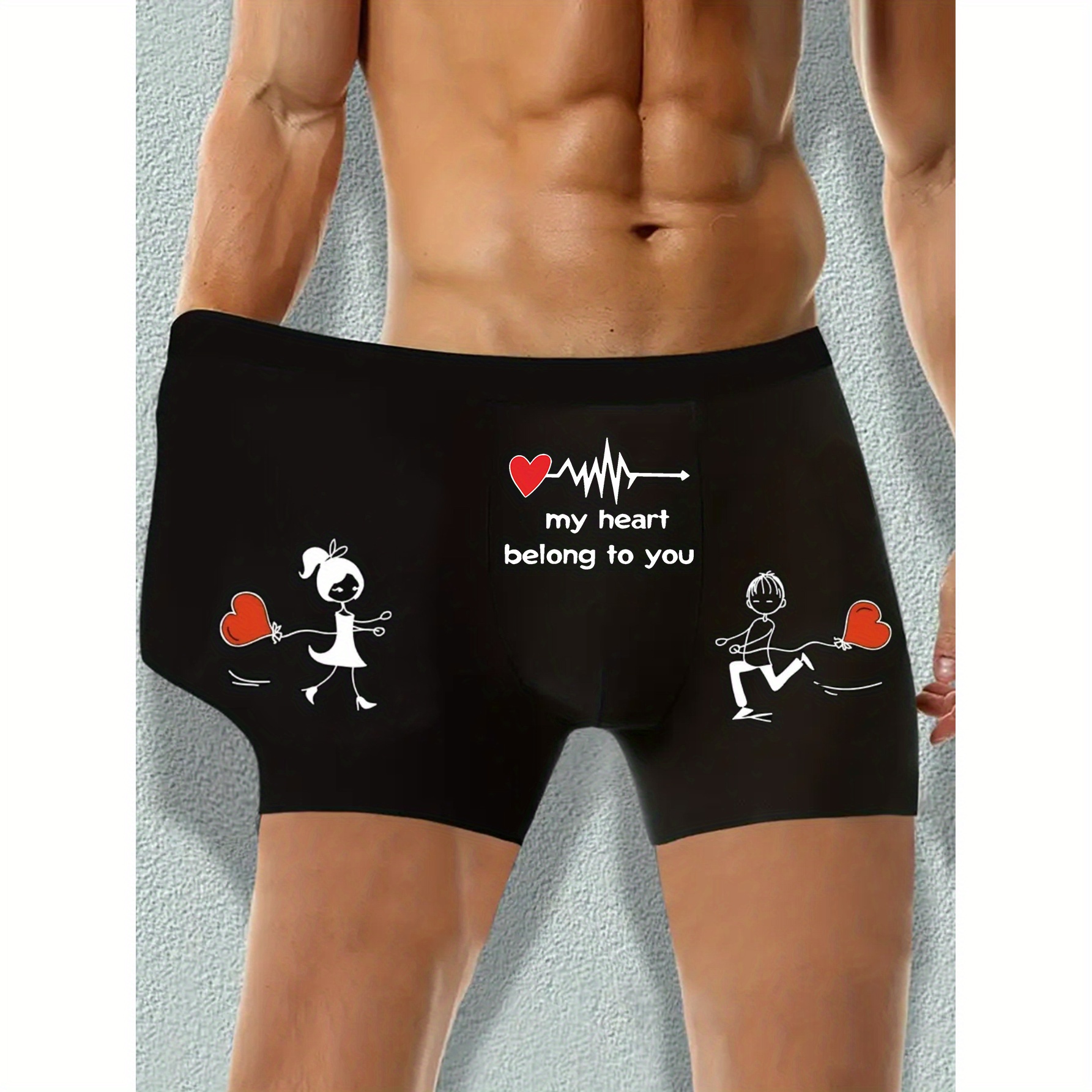 

A Pair Of Men's Boxer Shorts Featuring A 'i Love My Boyfriend' Design - Soft And Fun Novelty Underwear - Casual Wear For Men - For Valentine's Day.