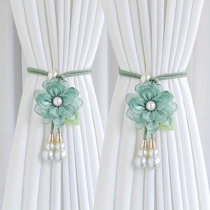 TEMU 2pcs Bohemian Curtain Tiebacks, Adjustable No-drill Faux Living Room Storage Accessories, Vintage Style Curtain Holders