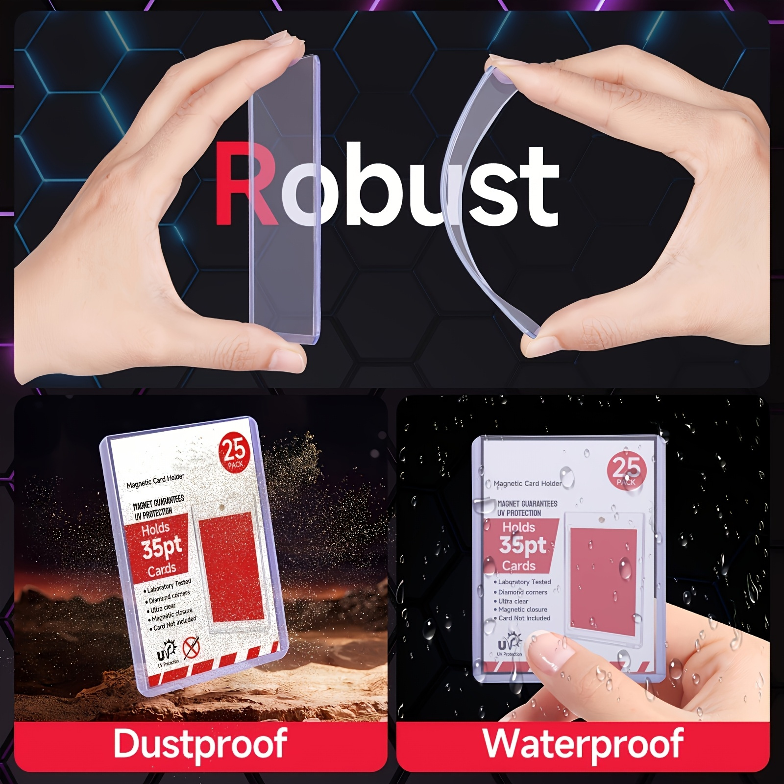 100pcs PVC Card Protector Sleeves with Penny Holder, Waterproof, 7.62cm x 10.16cm, Transparent Hard Card Holder, with Card Film