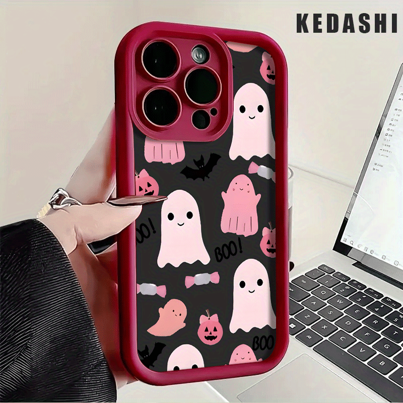 Burgundy Black and White Pink ghost TPU Shockproof Full Cover Precision Protective Case for Apple iPhone16promax, 16 15pro 14PLUS 13 12Pro 12mini 13 mini 11 Pro Max X XSMAX Pattern Printed Phone Case, Easter Gift, Christmas Halloween Decoration/Gift for Girlfriend, Boyfriend, Friends or - Image 13