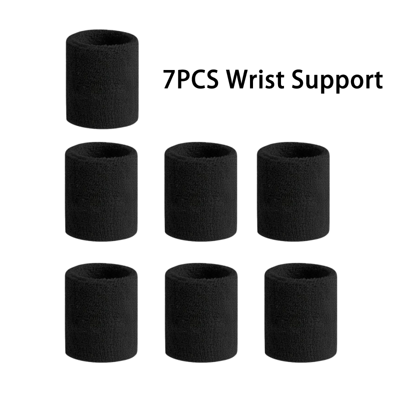 TEMU 7pcs Set Of Sports Wristbands With Sweat-absorbing Tape, Unisex High-elastic Breathable Wristbands, Soft And Sweat-absorbing, , Suitable For