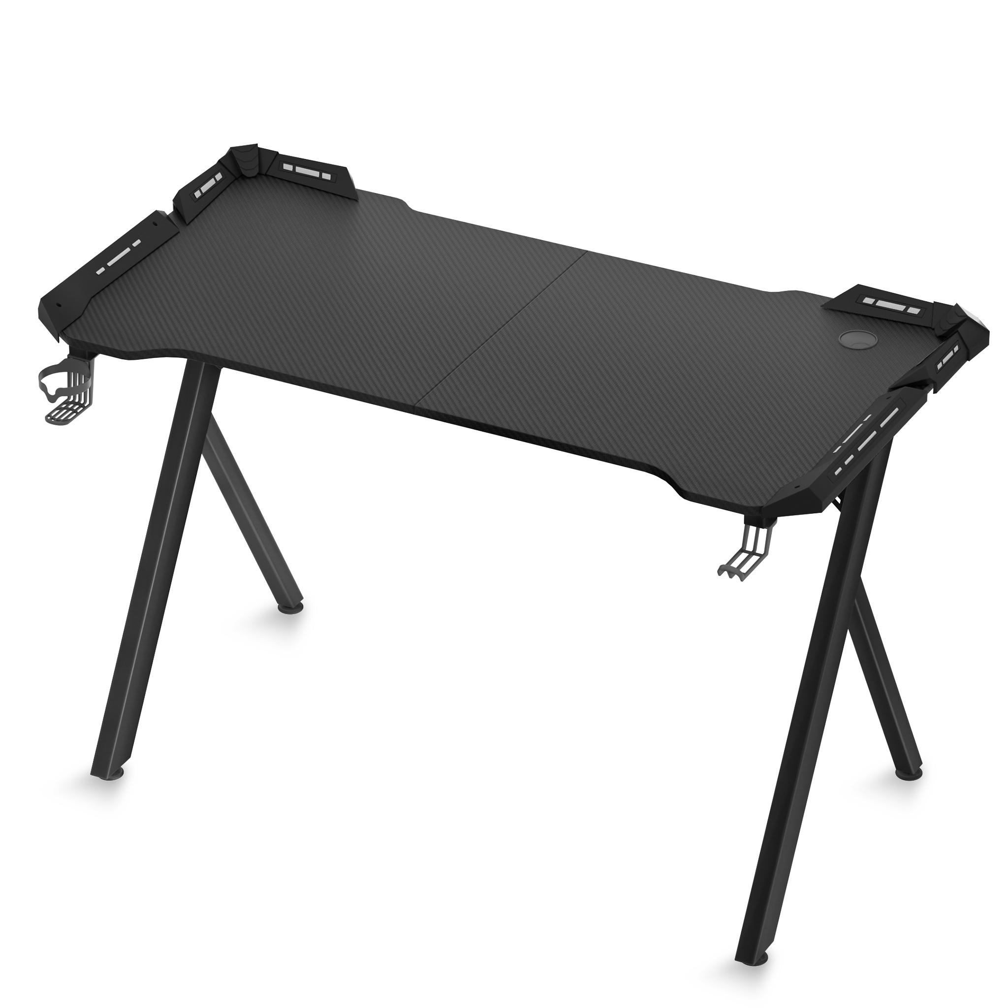 Ergonomic Office Computer Desk Y-shaped Legs - 1.2m/1.4m/1.6m Gaming Pc Table With Led Lights, Drink Holder & Headphone Hook | Mdf & Steel Modern Workstation For Home Office, Black/pink/white