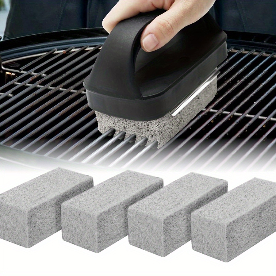 E-shop 4er-Set BBQ Grill Reinigungsbürsten mit ergonomischem, langem Griff und 4 Ersatz-Reinigungszangen, sicherer als Drahtbürsten für Grillrost. Ein
