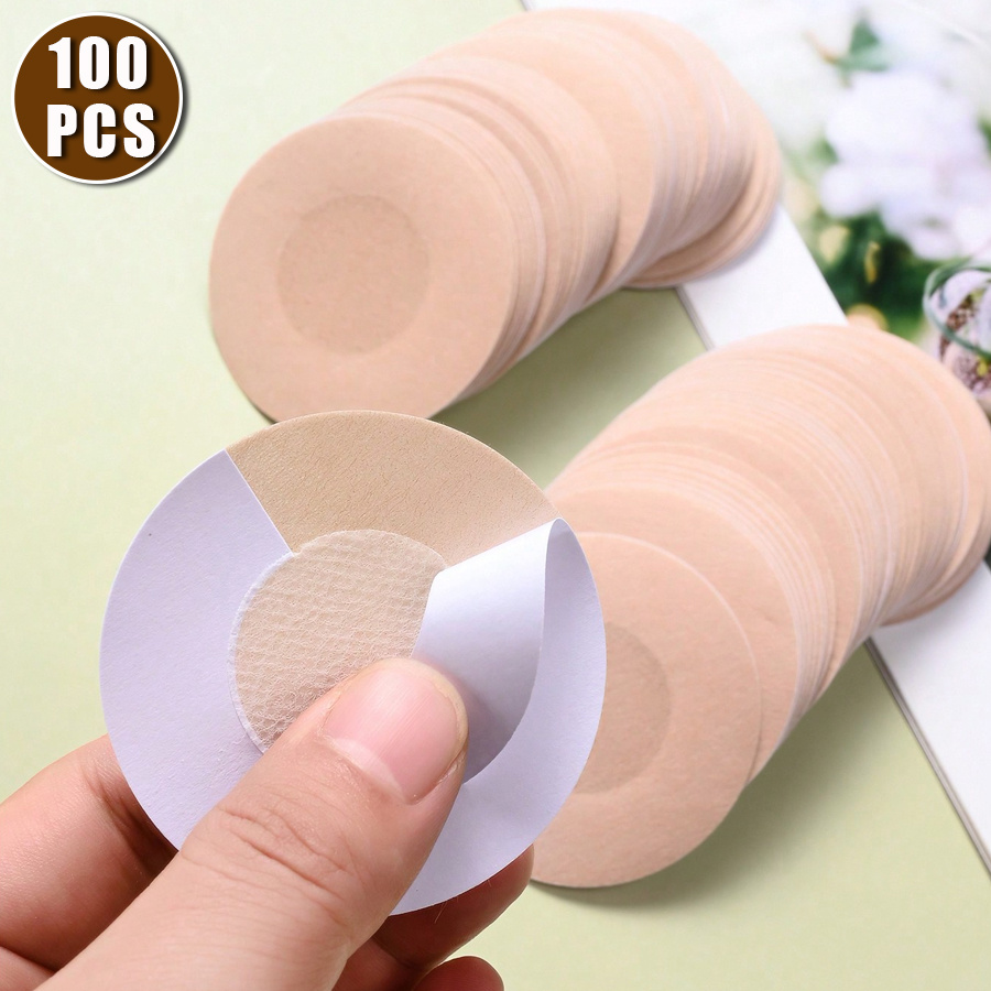 100pcs Pack Of Self-adhesive Disposable Covers - Seamless Breathable Invisible Bra Suitable For Wedding, Low-cut Gown, Mastectomy & Daily Lingerie - Women's Anti-exposure Protectors