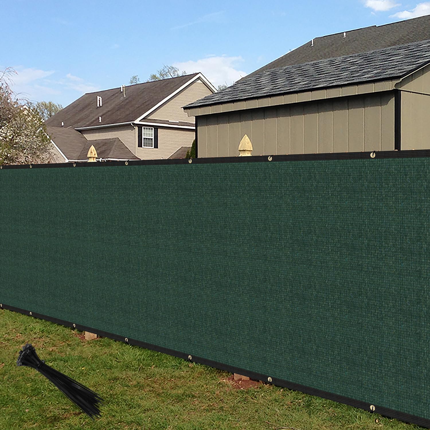 Image of 1.2/1.5/1.8 Meters Privacy Fence, Heavy-duty Privacy Fence, Outdoor Shade Mesh Barrier, 0.6m Mesh , Includes Cable Ties, Green