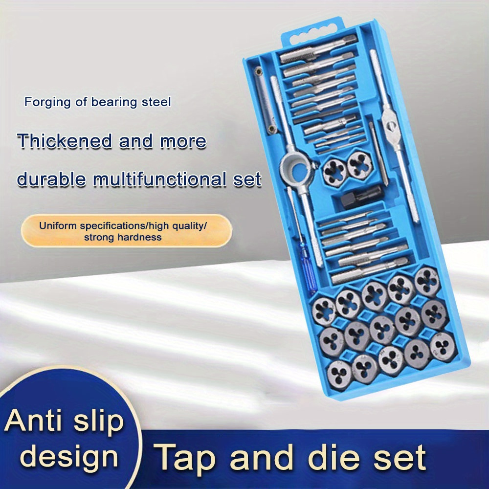 

40pcs Metric Tap And Die Set For Coarse And Fine Pitches, Or Repairing Internal And External , With Storage Case