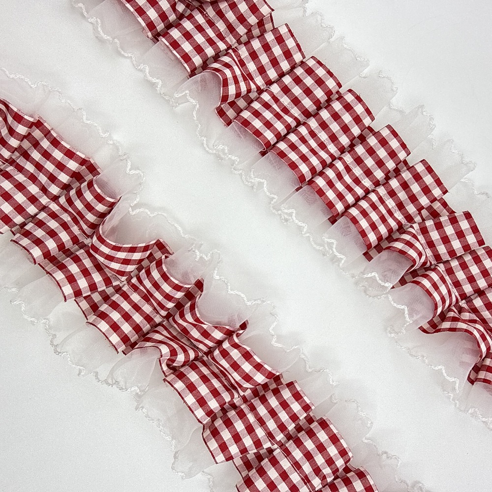 TEMU 2y/8cm/3.15in Vintage Wine Red Accordion Wood Ear Mushroom Lace Doll Clothes Decorative Throw Pillow Curtain Decoration Wavy Lace Webbing