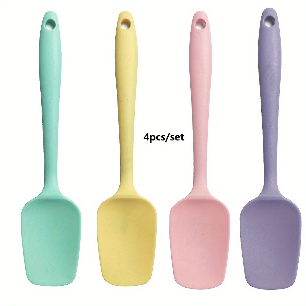 4pcs Silicone T-shovel Set, Used For Jam Shovel, Cream, Mixing Spoon And Heat Resistant Scraper, Baking Utensils, Kitchen Necessities, Baking Tools, Baking Enthusiasts Necessities