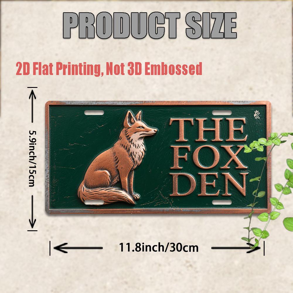 TEMU 2d Flat, A Gift Suitable For All , 2d Flat, 1pc Vintage Sign - 29.97cm X 14.99cm, Rustic Art Illustration, " Den" Text, Suitable For Outdoor And