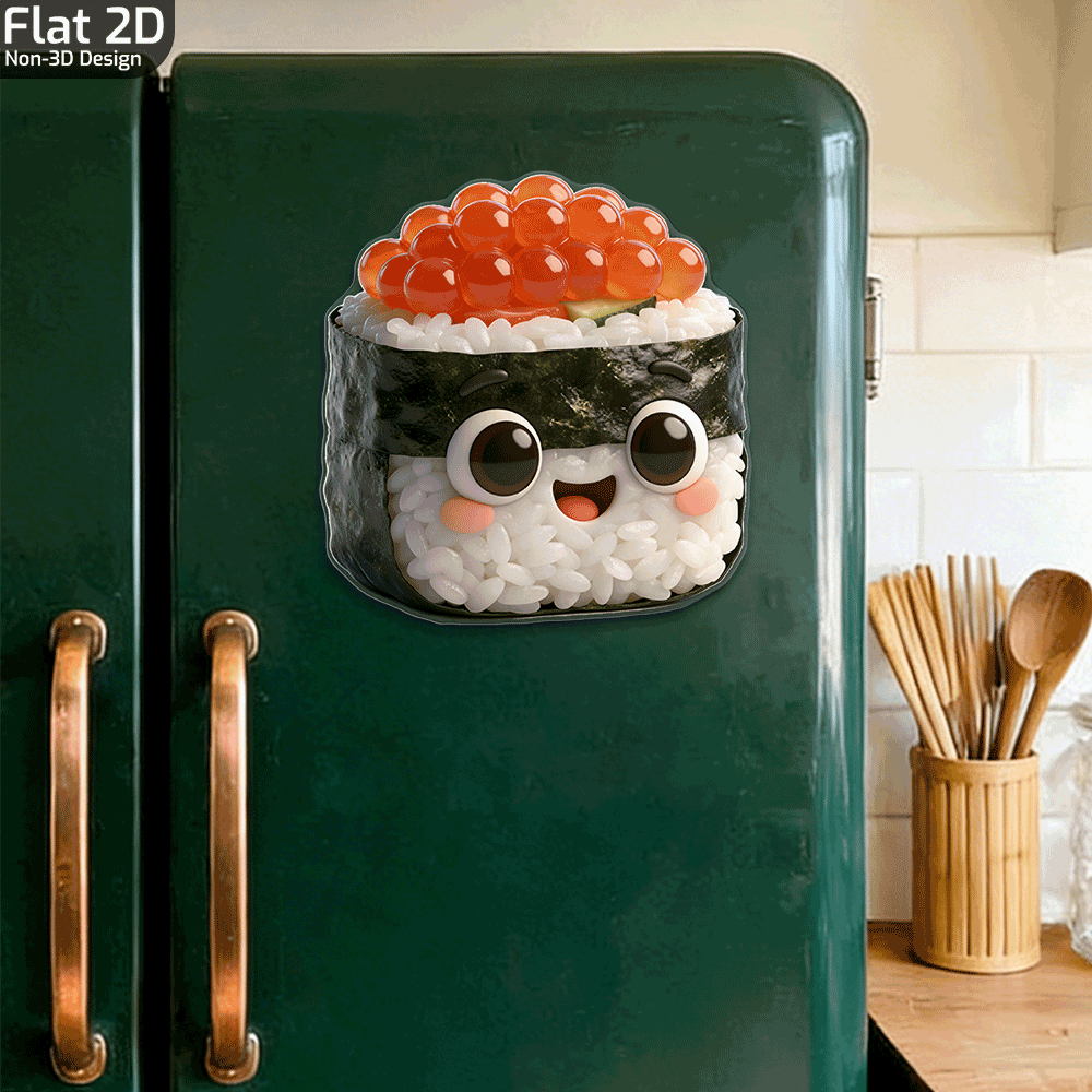Image of 1pc Sushi Magnet Suitable For Fridge, Acrylic Fish Roe Decor With Base, Rectangular Sushi-themed Sticker, Cute Food Decoration For Gift, For Home & For Living Room Decorations, 2d Flat