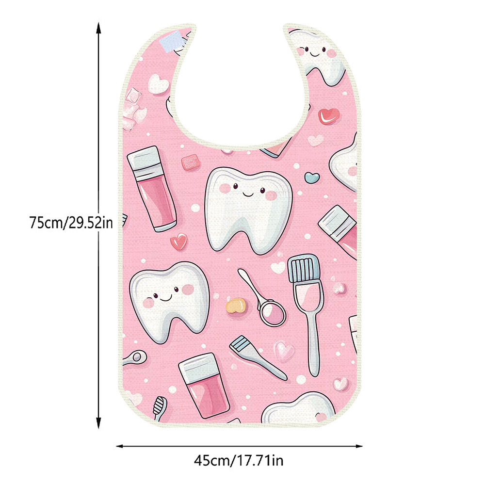 TEMU 1pc Saliva Bib 2d Flat Printing Pattern Saliva Towel, Bib Apron For Men And Women, Catering Bibs, Fashionable Meals For The Elderly, Daily Use,
