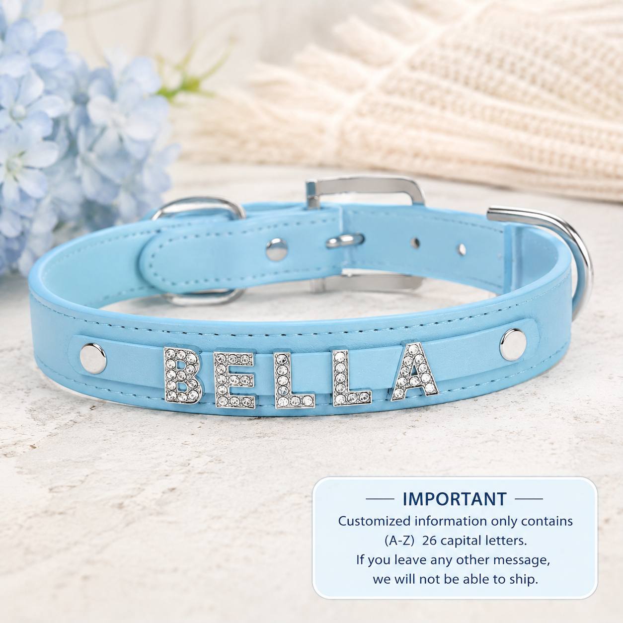 TEMU Personalized Dog Collar, Faux Leather Id Collar For Puppies And Cats, With Rhinestone Heart And Star Designs, Suitable For Small, Medium, And