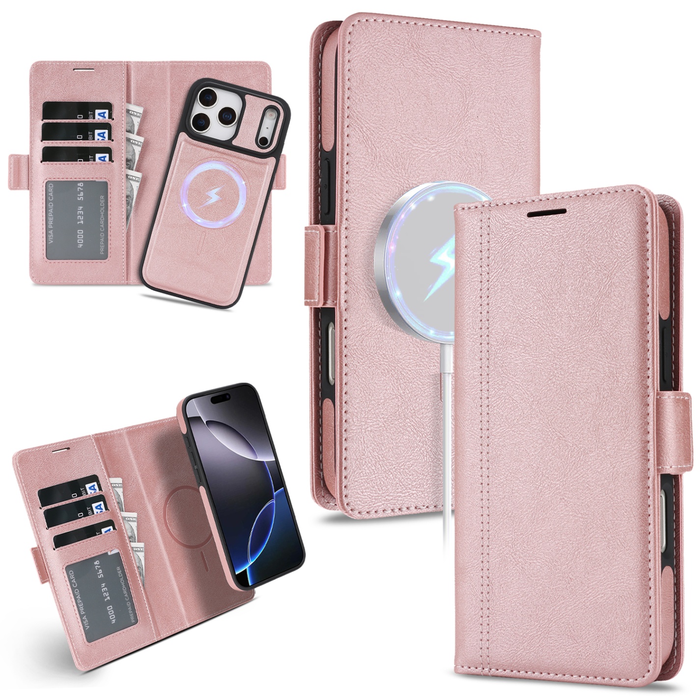 TEMU Phone Case: Q1 High-end Business Magnetic Detachable Case For 17 Pro Max, Wireless Charging Phone Case With Card Slot, Side-mounted -one
