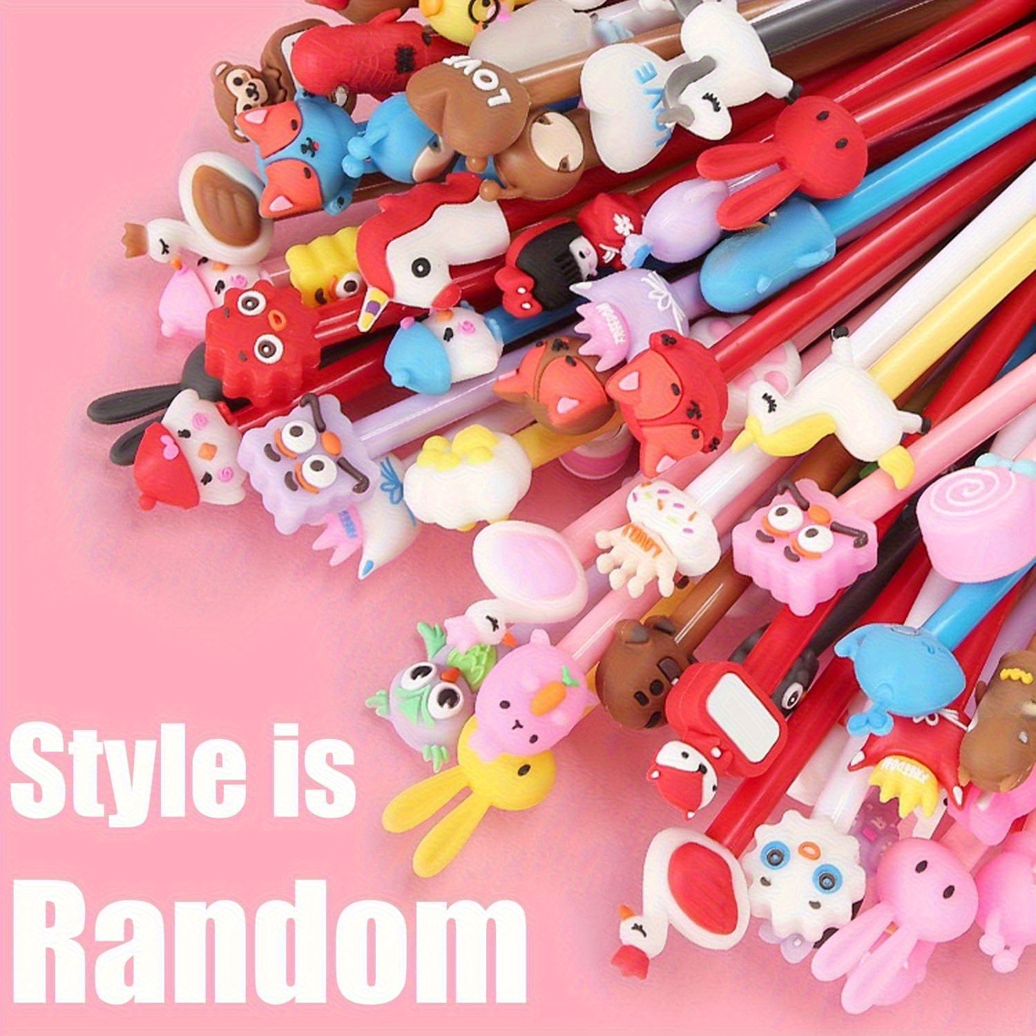 50pcs cartoon style ballpoint pen set smooth writing 0 5mm fine dots plastic cylinder with   cap       for office and school supplies 18 Product details 1
