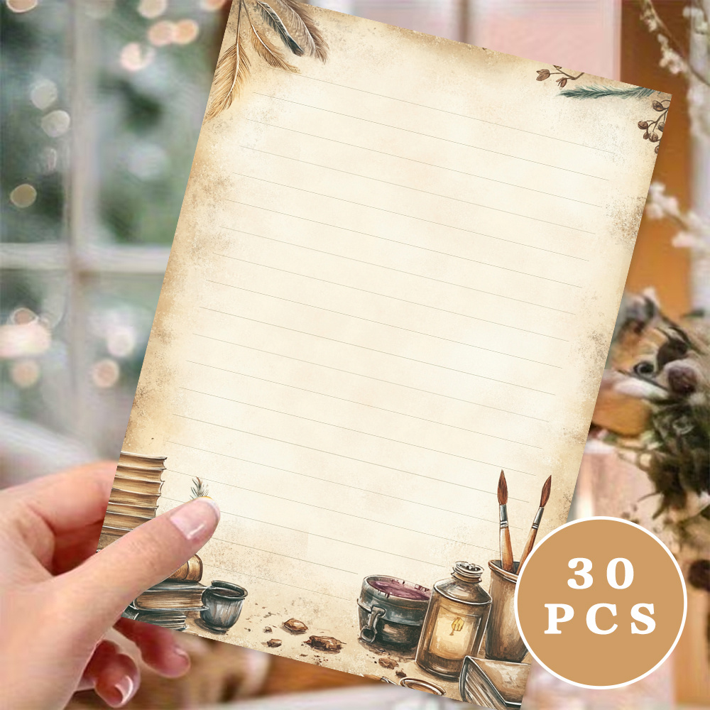 30 stück b5 schreibpapier, vintage bücher, einzigartig designte, wunderschöne schreibwaren, party briefpapier, freundschafts-buch, gelinertes notizpapier, haftnotizen,   für gebetstagebücher, für planer, briefpartner-zubehör, studenten, notizbücher