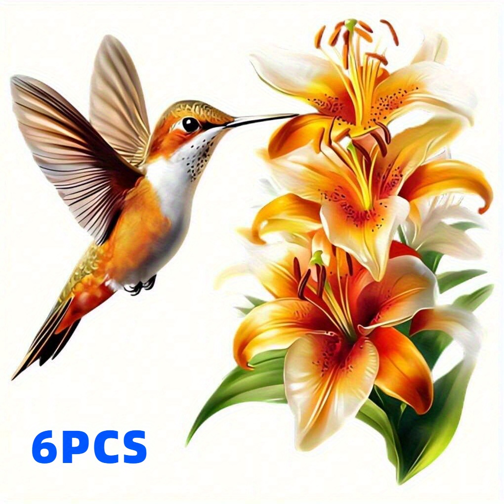 TEMU 6pcs L3+s3 Diy Heat Transfer Stickers - Yellow Lily & Pattern, Waterproof Heat Press Stickers For T-shirts, Jeans, Face Masks, Backpacks