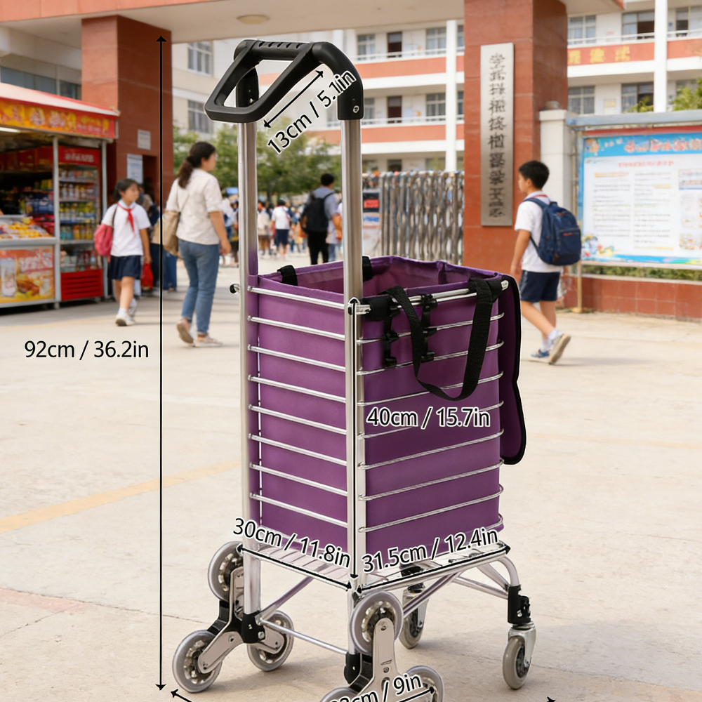 TEMU Chariot de courses pliable , très robuste, charge maximale de 88,18 lbs, panier de rangement de 9,24 gallons, cadre de support, sac en tissu