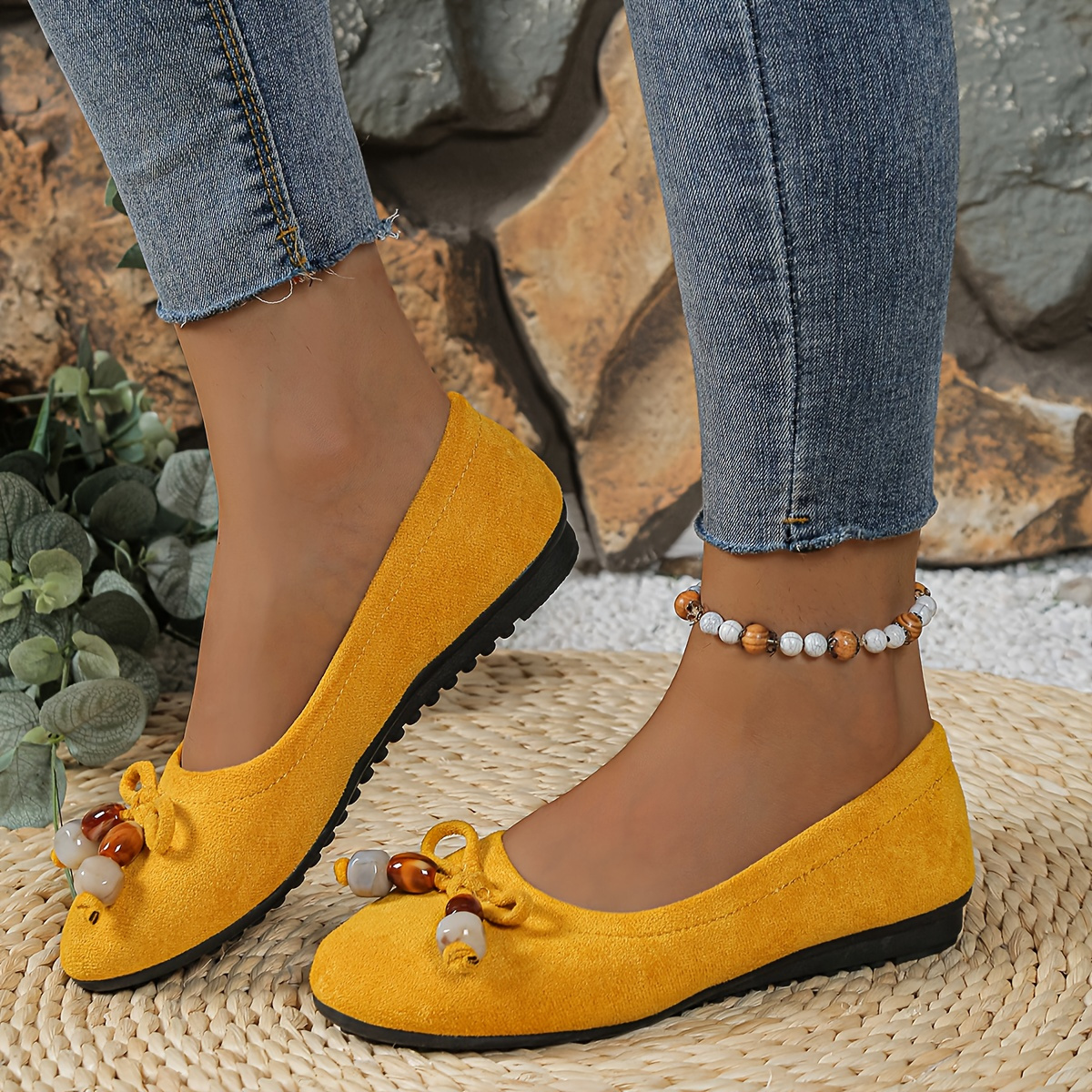 TEMU Women's Ballet Flats, Plus Size Slip-on Autumn Flats, Shoes, Mom Shoes, Suitable For Dresses And Jeans, Comfortable And Lightweight, Round Toe