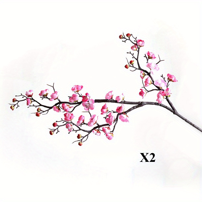 2pcs Artificial Cherry Branches With Buds - Flowers For Home Décor, Wedding Centerpieces, And Seasonal Displays - Versatile Floor Decor, No Container Needed, Flower Decorations