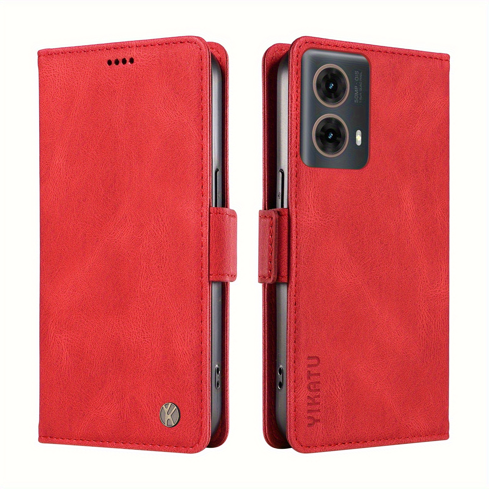 TEMU Yk Leather Case Features A Side Magnetic Clasp Design, A Slim And Minimalist Fold-over Edge That Exudes Luxury, Includes Card Slots For Storage,