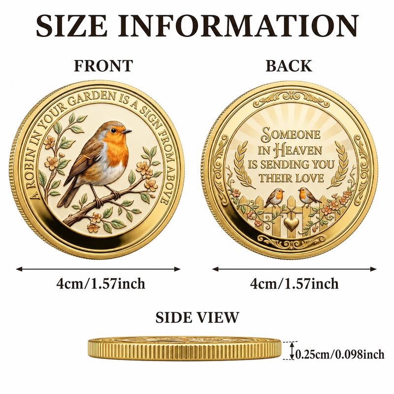 TEMU Replica Coin 1pc, 2d Flat, Robin Commemorative Coin, Vintage Challenge Coin, Robin And Commemorative Text Pattern, Party Game Prop, Desktop